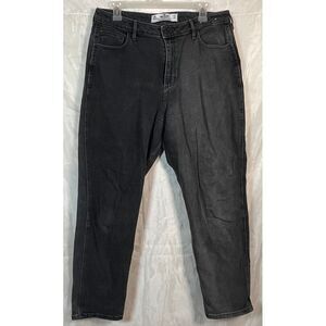 Hollister Curvy High-Rise Mom Jeans Black Vintage Stretch Denim Size 13R W31 L27